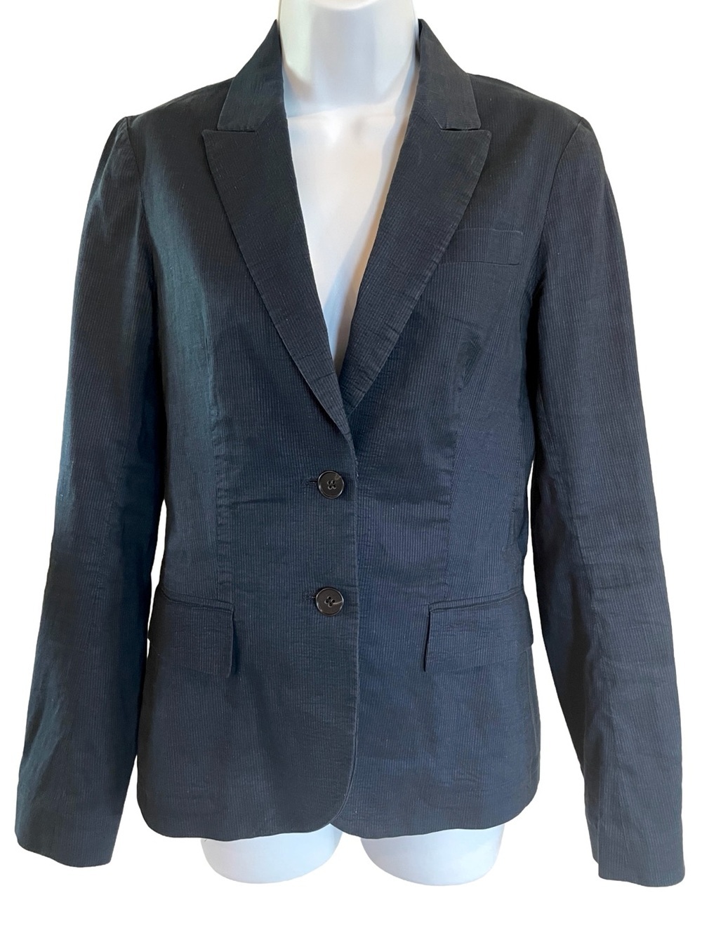 Theory Black Linen Blend Tailored Blazer Jacket Size 8 Minimalist